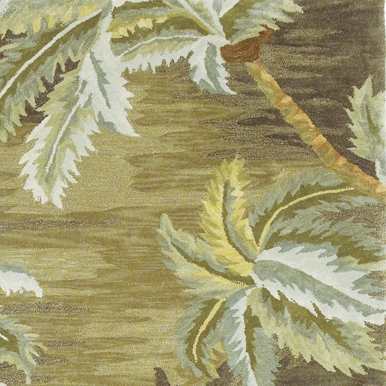 Round  Wool Moss Area Rug Photo 3