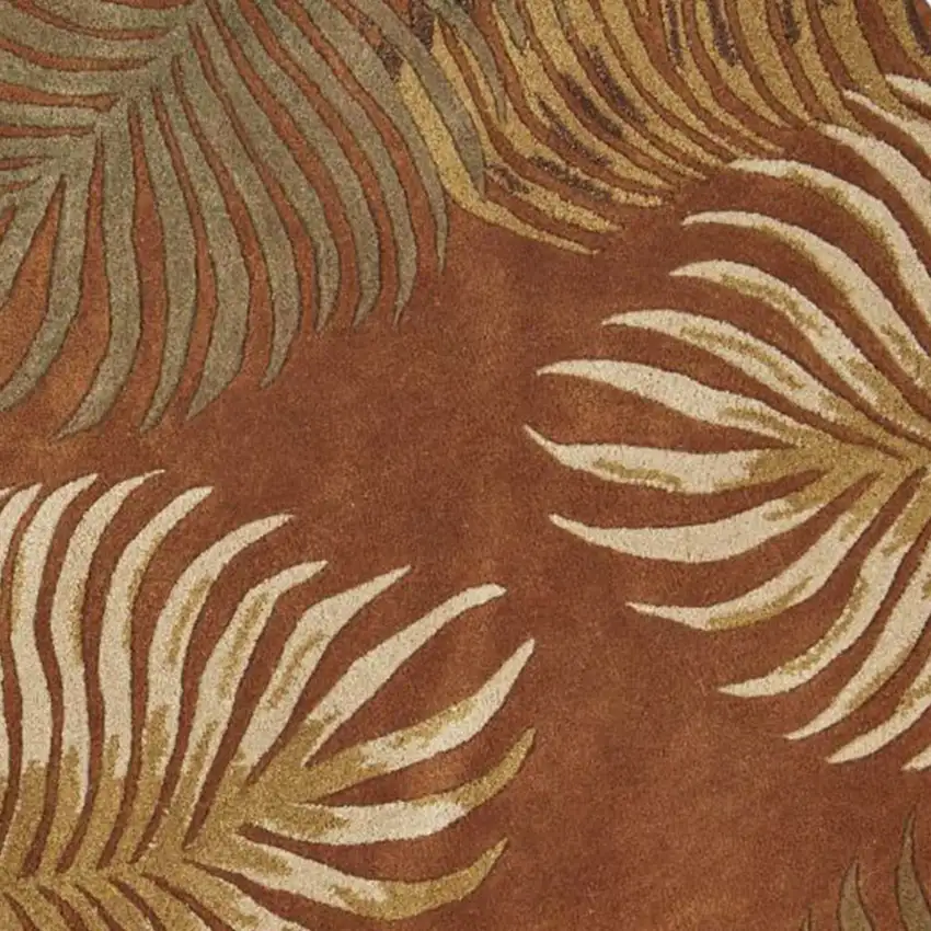 Round Wool Rust Area Rug Photo 3