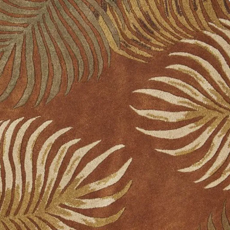 Round Wool Rust Area Rug Photo 3