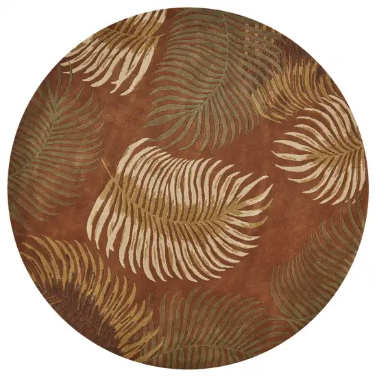 Round Wool Rust Area Rug Photo 1