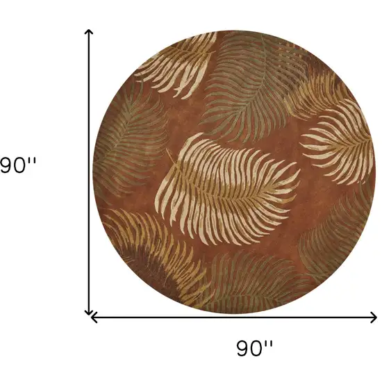 Round Wool Rust Area Rug Photo 6