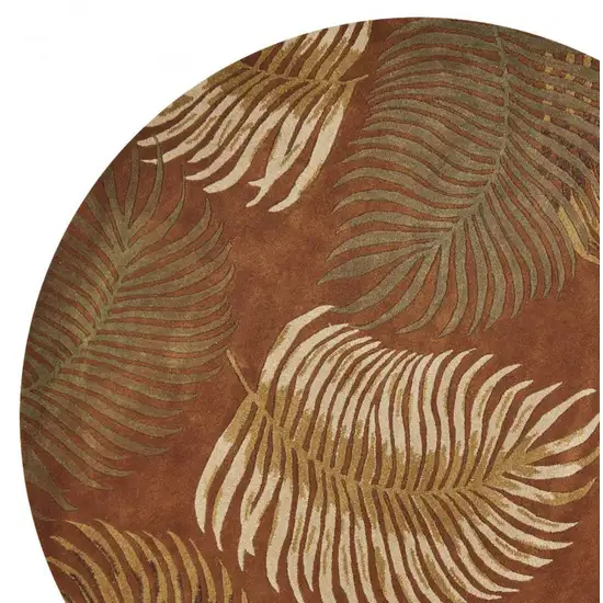 Round Wool Rust Area Rug Photo 2
