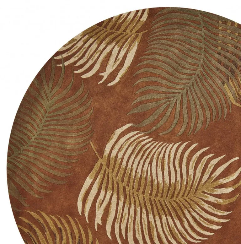 Round Wool Rust Area Rug Photo 2