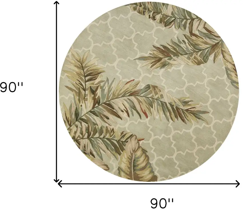 Round Wool Sage Area Rug Photo 6