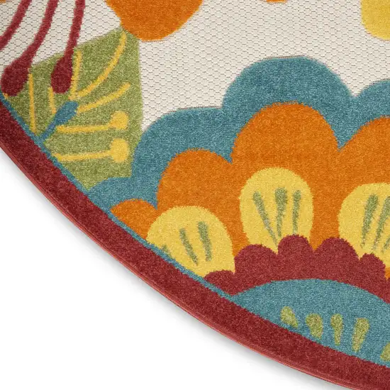 4' Yellow And Ivory Round Indoor Outdoor Area Rug Photo 8