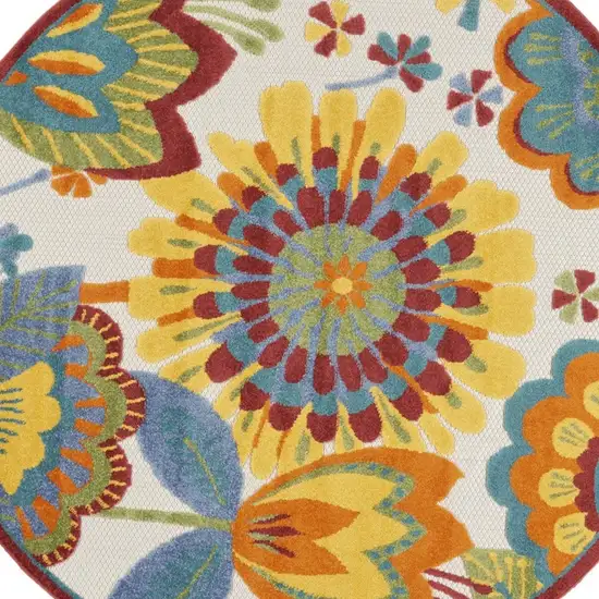 Round Yellow and Ivory Indoor Outdoor Area Rug Photo 10