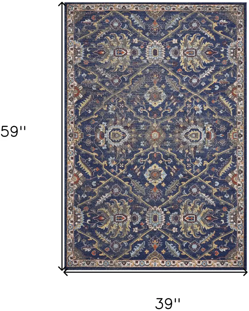 Royal Blue Oriental Area Rug Photo 8