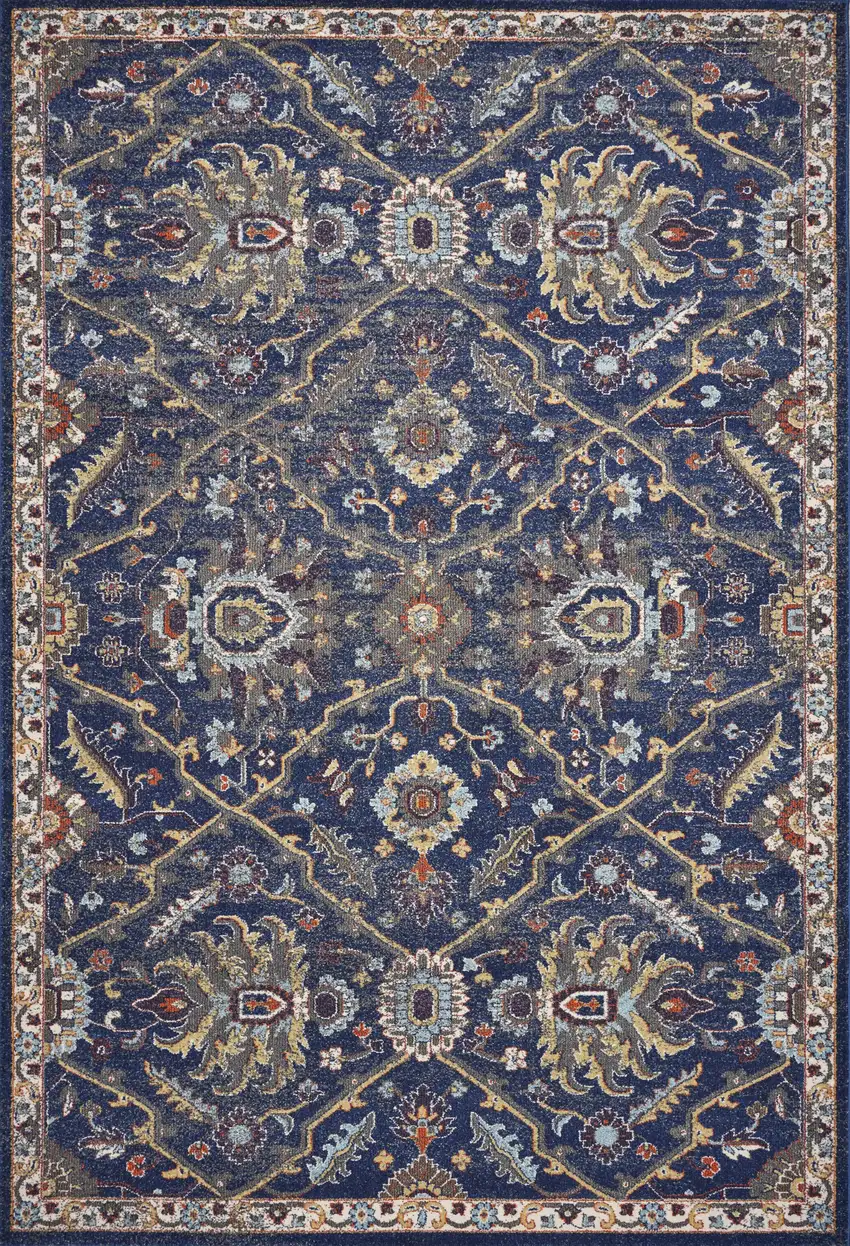 Royal Blue Machine Woven Traditional Indoor Area Rug Photo 1