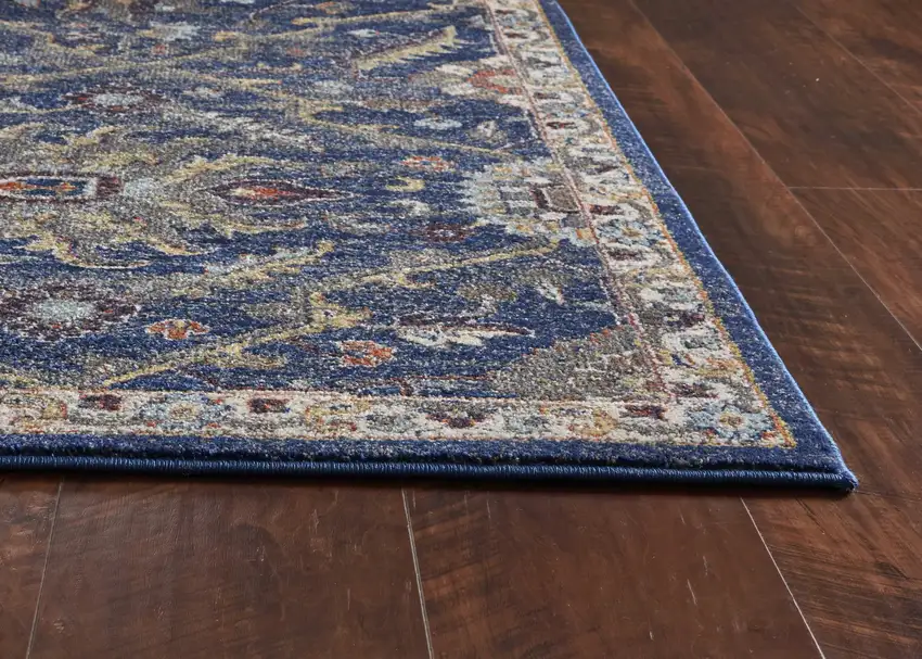 Royal Blue Machine Woven Traditional Indoor Area Rug Photo 4