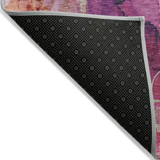 Ruby Red And Purple Abstract Washable Indoor Outdoor Area Rug Photo 9