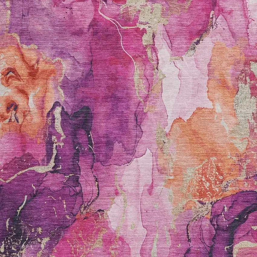 Ruby Red And Purple Abstract Washable Indoor Outdoor Area Rug Photo 3