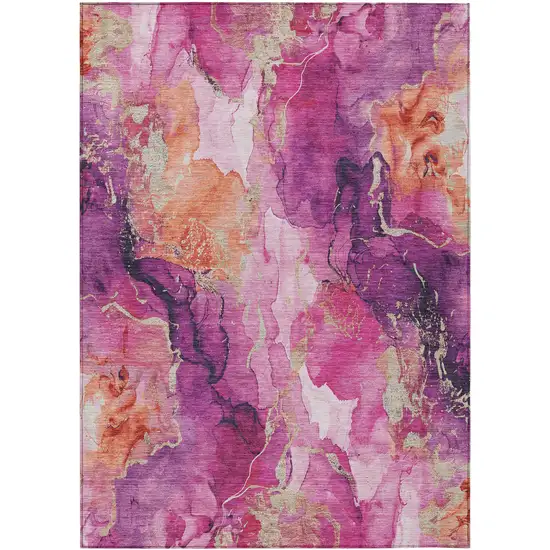 Ruby Red And Purple Abstract Washable Indoor Outdoor Area Rug Photo 8