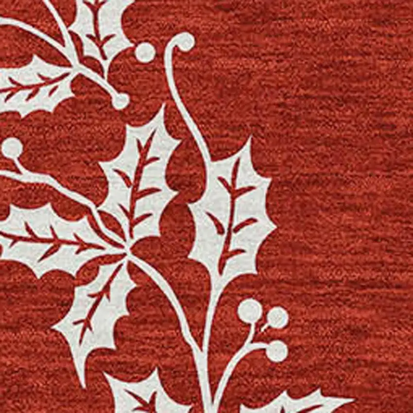 Ruby Red Green And Ivory Geometric Washable Area Rug With UV Protection Photo 4