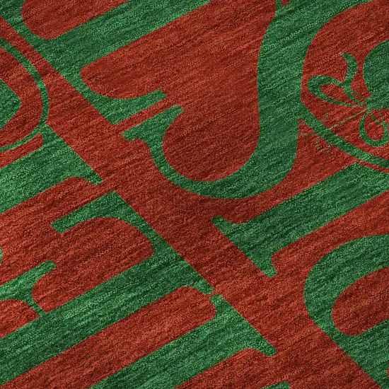 Ruby Red Green And Ivory Christmas Washable Area Rug With UV Protection Photo 9