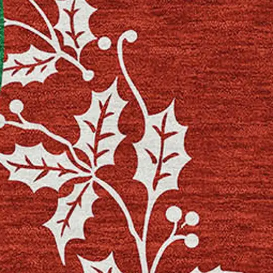 Ruby Red Green And Ivory Geometric Washable Area Rug With UV Protection Photo 4