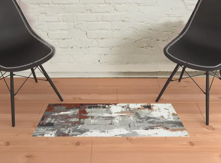Rust Abstract Power Loom Area Rug Photo 2