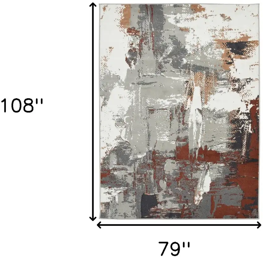 Rust Abstract Power Loom Area Rug Photo 8