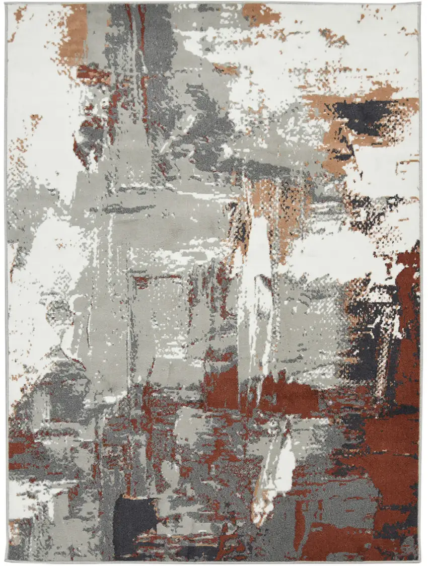 Rust Abstract Power Loom Area Rug Photo 1