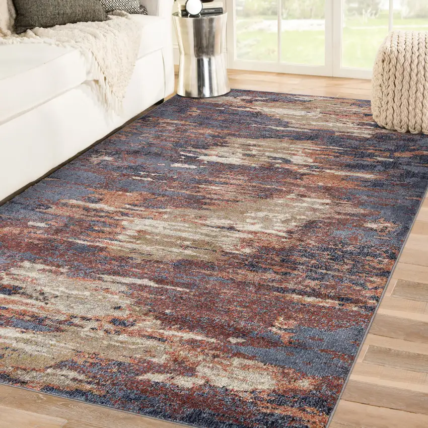 Rust Abstract Power Loom Area Rug Photo 5