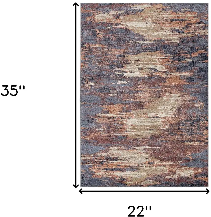 Rust Abstract Power Loom Area Rug Photo 6