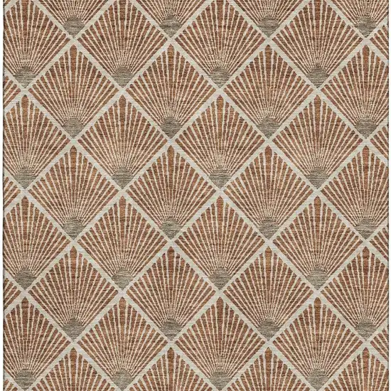 Rust And Beige Abstract Geometric Washable Area Rug With UV Protection Photo 4