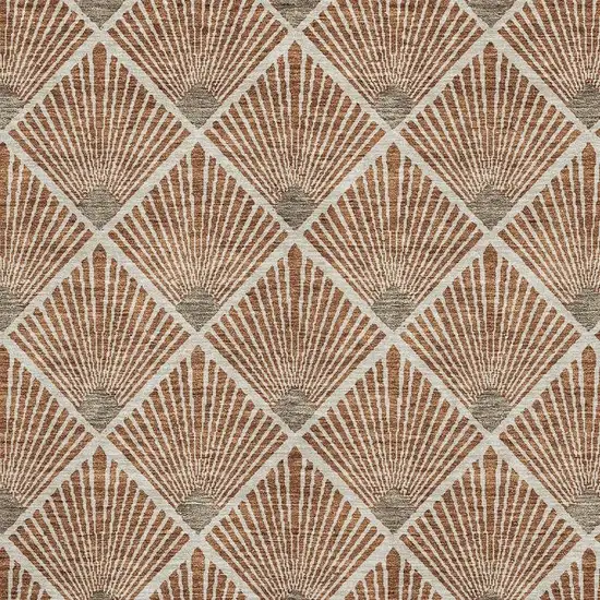 Rust And Beige Abstract Geometric Washable Area Rug With UV Protection Photo 3