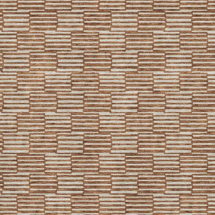 Rust And Beige Abstract Geometric Washable Area Rug With UV Protection Photo 3