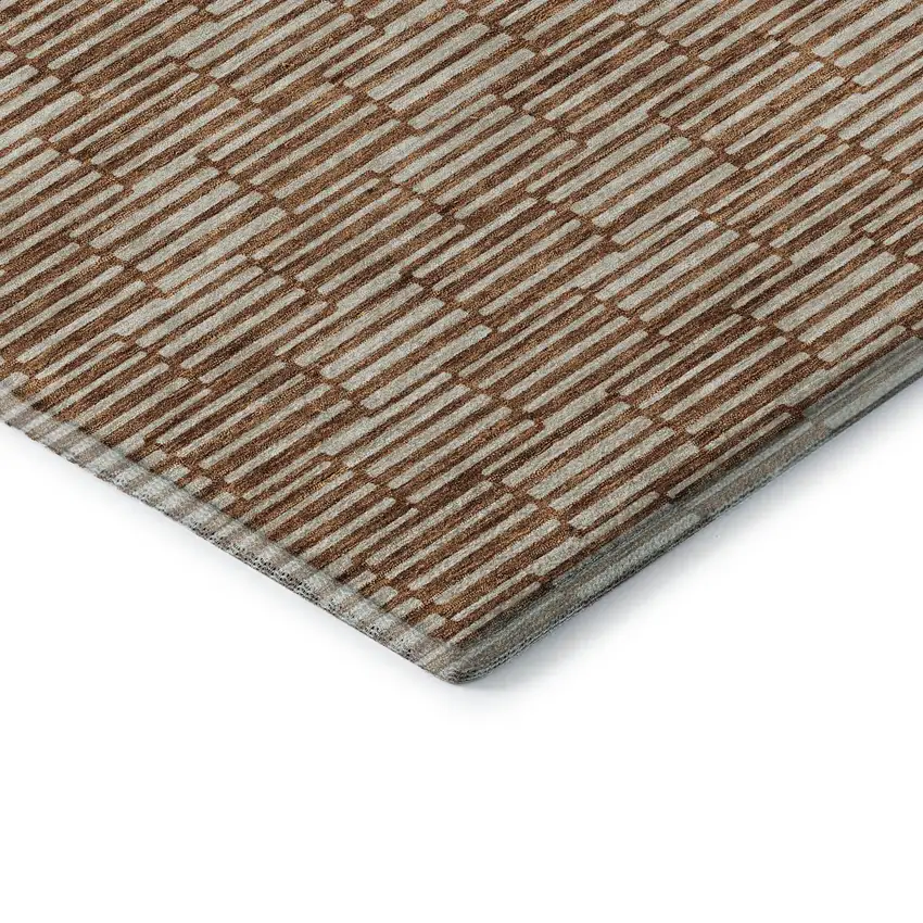 Rust And Beige Abstract Geometric Washable Area Rug With UV Protection Photo 8