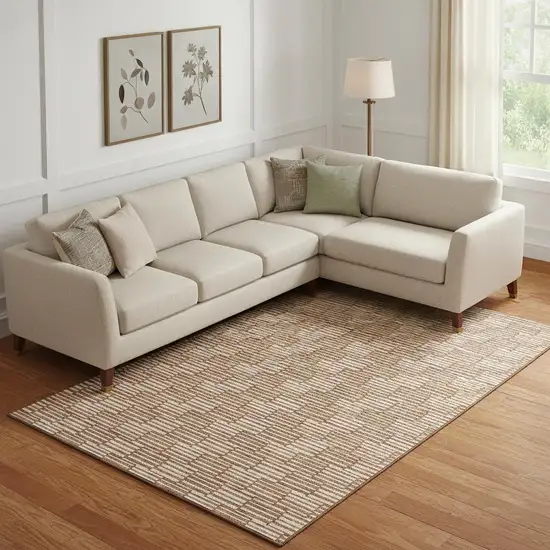 Rust And Beige Abstract Geometric Washable Area Rug With UV Protection Photo 1