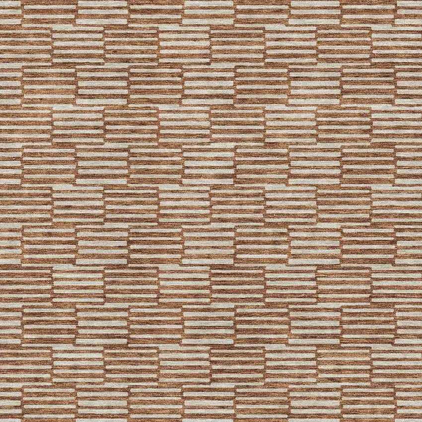 Rust And Beige Abstract Geometric Washable Area Rug With UV Protection Photo 3