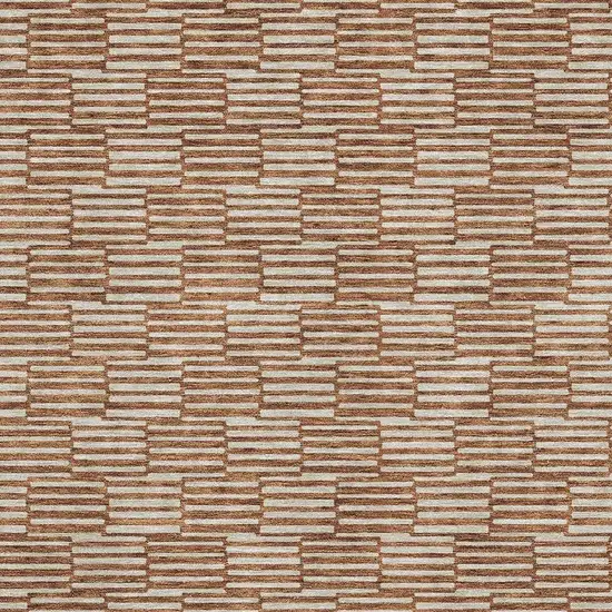 Rust And Beige Abstract Geometric Washable Area Rug With UV Protection Photo 3