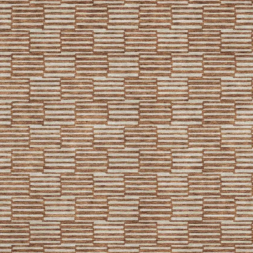 Rust And Beige Abstract Geometric Washable Area Rug With UV Protection Photo 3