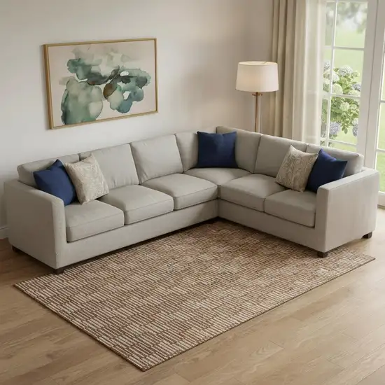 Rust And Beige Abstract Geometric Washable Area Rug With UV Protection Photo 1