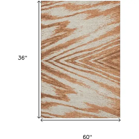 Rust And Beige Abstract Washable Area Rug With UV Protection Photo 3