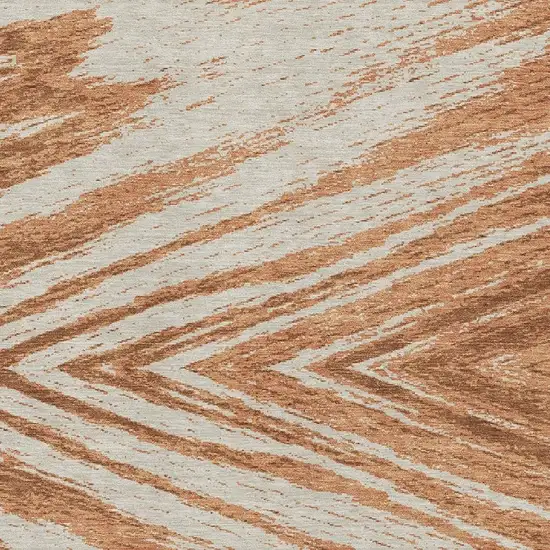 Rust And Beige Abstract Washable Area Rug With UV Protection Photo 4