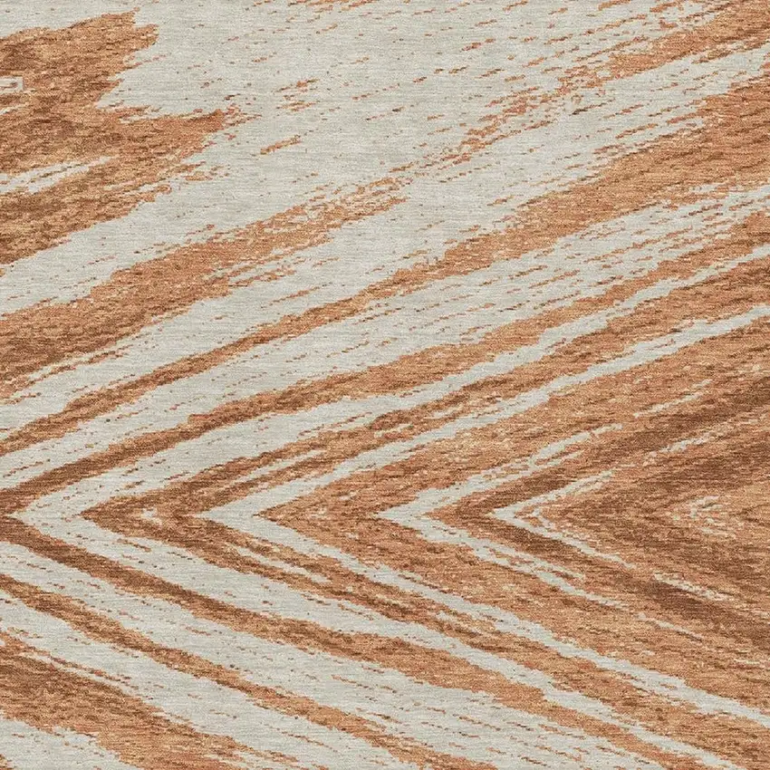 Rust And Beige Abstract Washable Area Rug With UV Protection Photo 4
