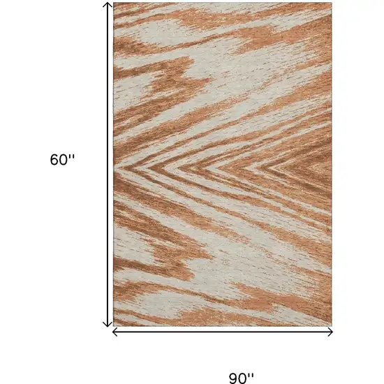 Rust And Beige Abstract Washable Area Rug With UV Protection Photo 9