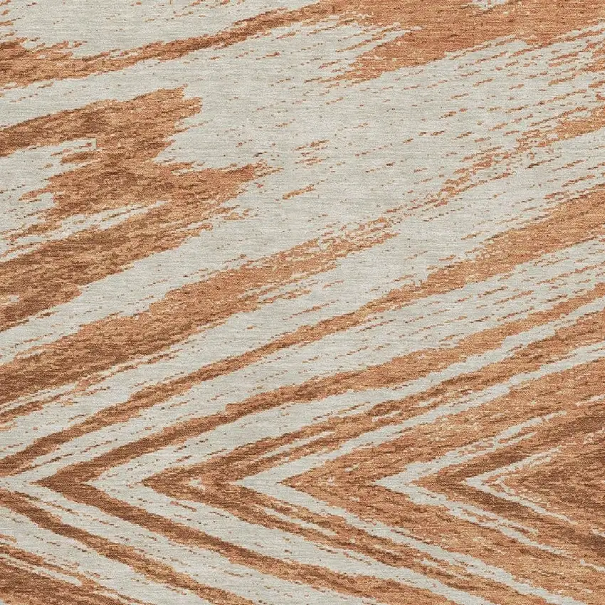 Rust And Beige Abstract Washable Area Rug With UV Protection Photo 3