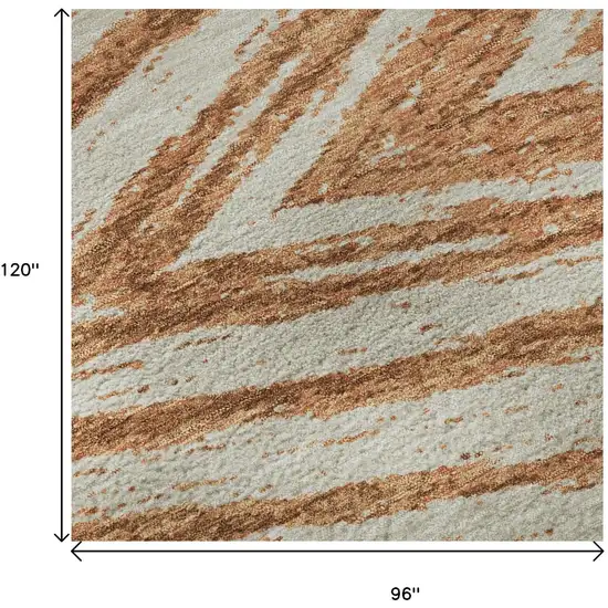 Rust And Beige Abstract Washable Area Rug With UV Protection Photo 9