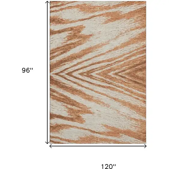 Rust And Beige Abstract Washable Area Rug With UV Protection Photo 9