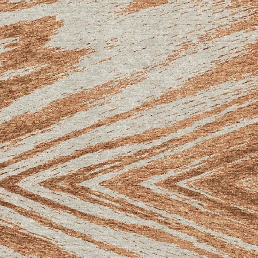 Rust And Beige Abstract Washable Area Rug With UV Protection Photo 3