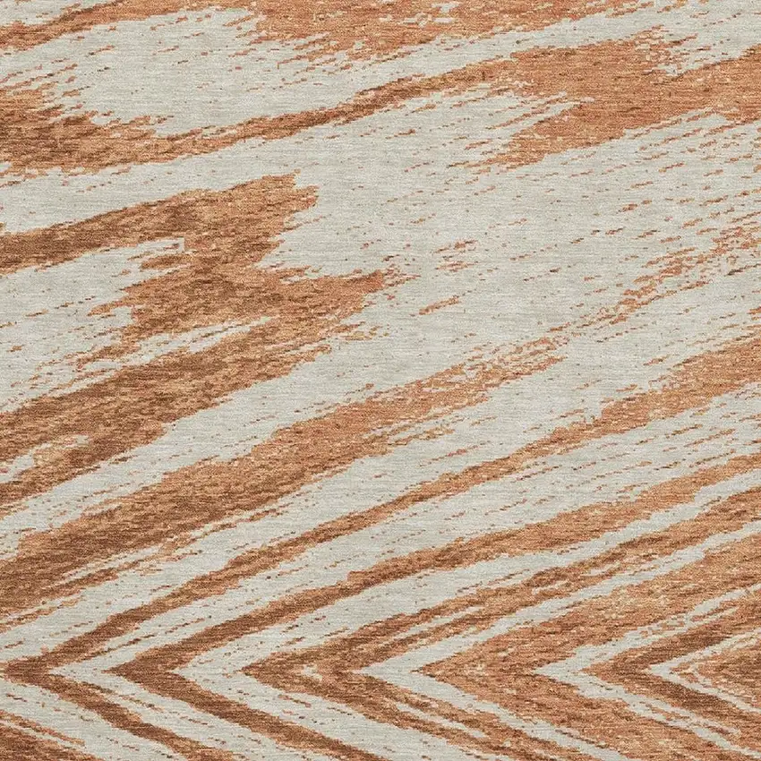 Rust And Beige Abstract Washable Area Rug With UV Protection Photo 3