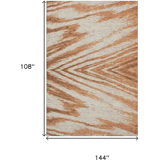 Rust And Beige Abstract Washable Area Rug With UV Protection Photo 7