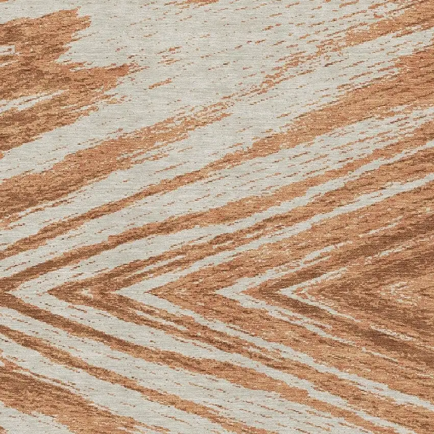 Rust And Beige Abstract Washable Area Rug With UV Protection Photo 3