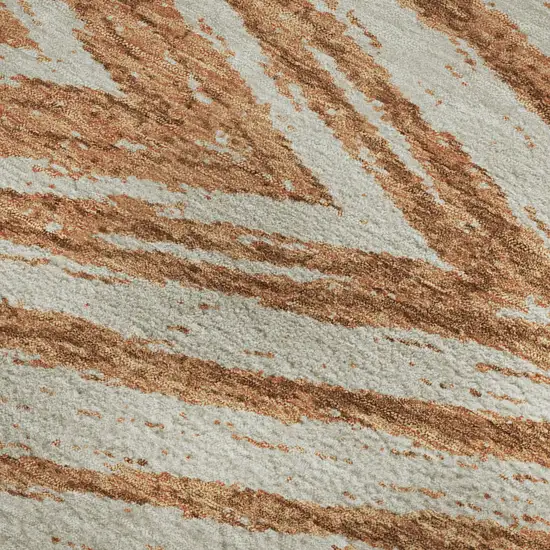 Rust And Beige Abstract Washable Area Rug With UV Protection Photo 3