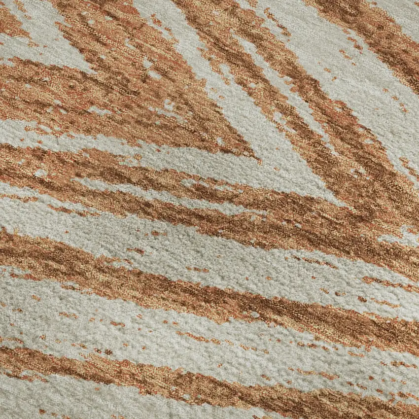 Rust And Beige Abstract Washable Area Rug With UV Protection Photo 3