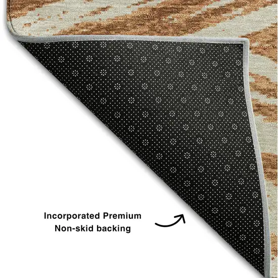 Rust And Beige Abstract Washable Area Rug With UV Protection Photo 7