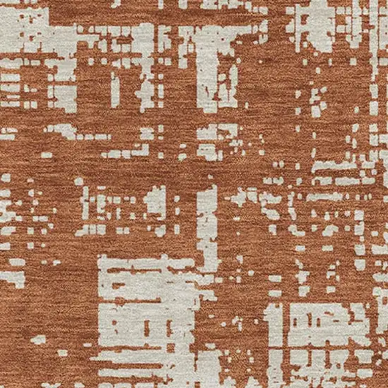 Rust And Beige Abstract Washable Area Rug With UV Protection Photo 3