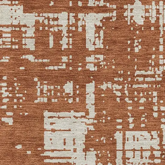 Rust And Beige Abstract Washable Area Rug With UV Protection Photo 3