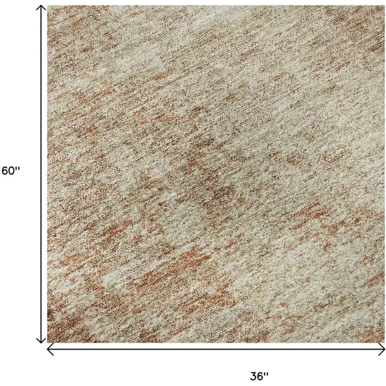 Rust And Beige Abstract Washable Area Rug With UV Protection Photo 8